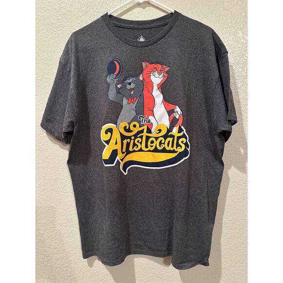 NWOT Disney Parks Aristocats gray Vintage O’Malley Scat Cat Style Tee Sz L - Picture 1 of 3